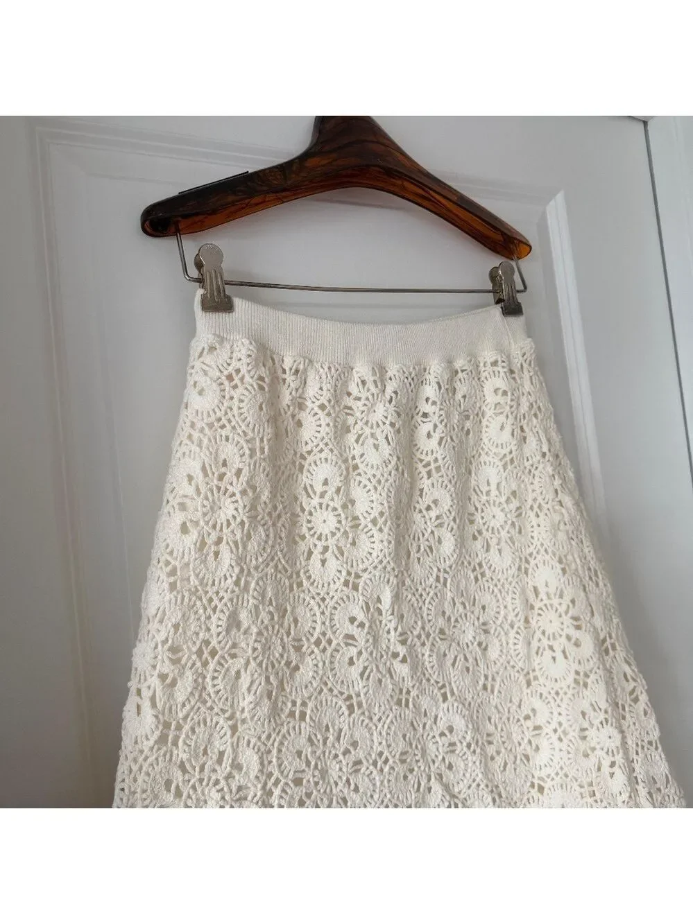 Farm Rio Off-White Flower Crochet Skirt